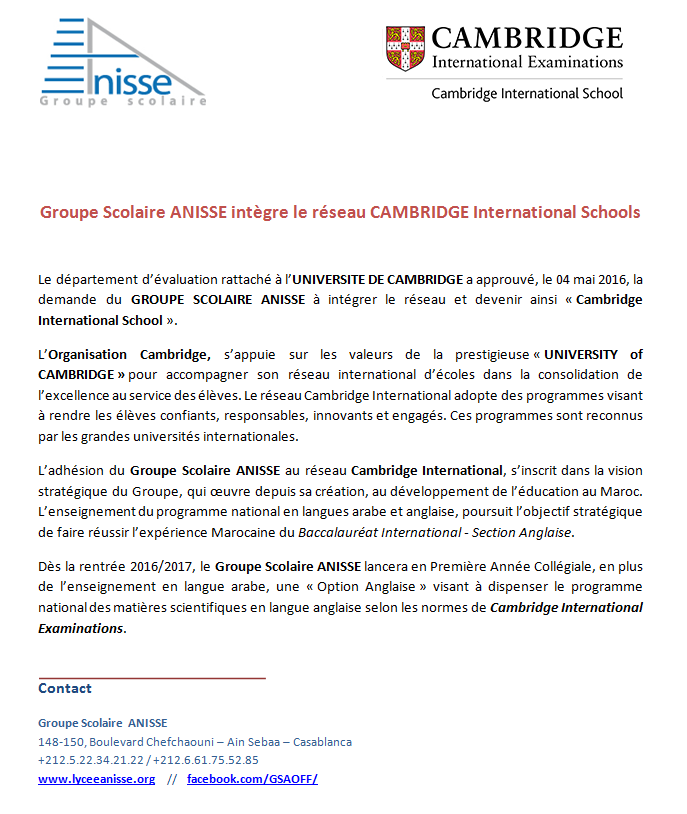 Gsa cambridge International Examinations